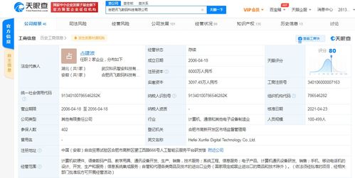 訊飛數碼關聯公司注冊資本增至8000萬,增幅約115.38